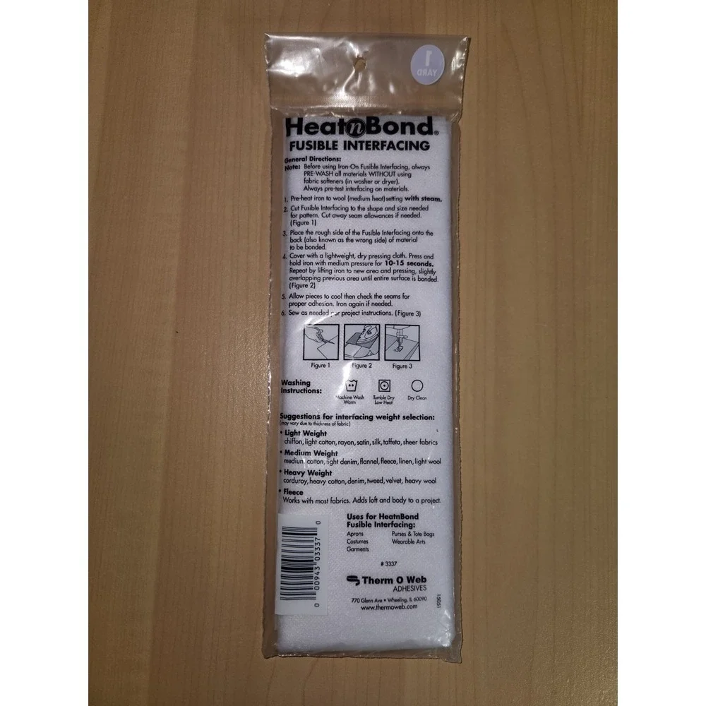 Heat'n Bond Medium-Weight Iron-On‎ Fusible Interfacing 20